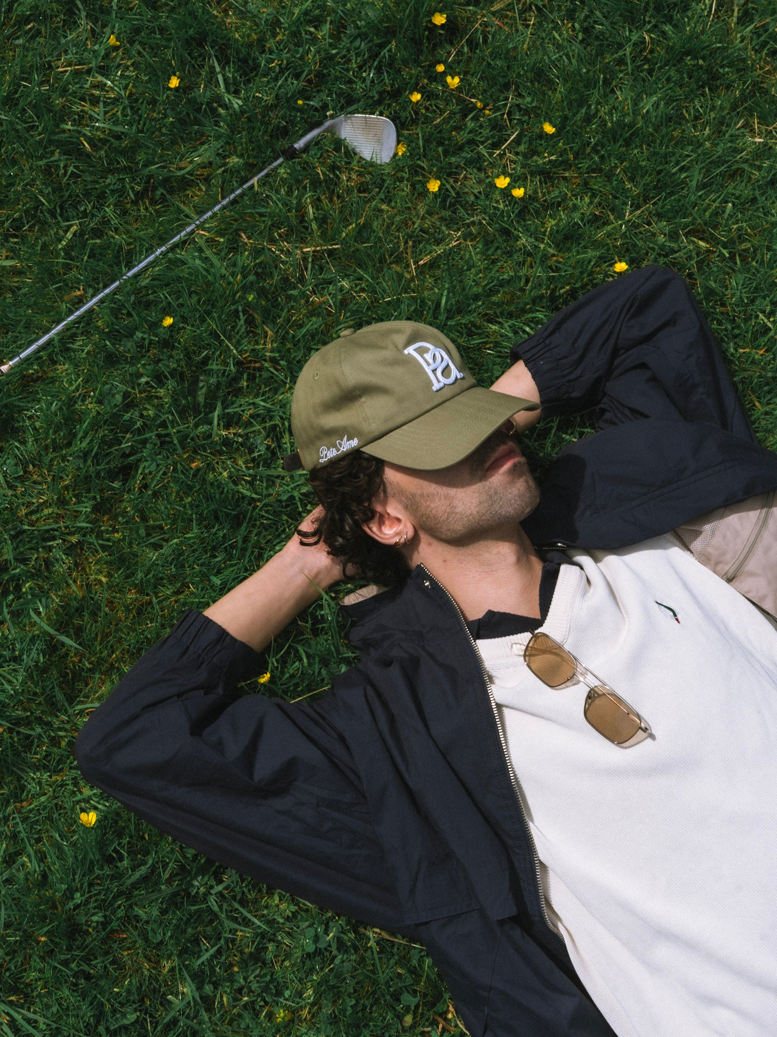 MONOGRAM HERRINGBONE CAP |  OLIVE GREEN