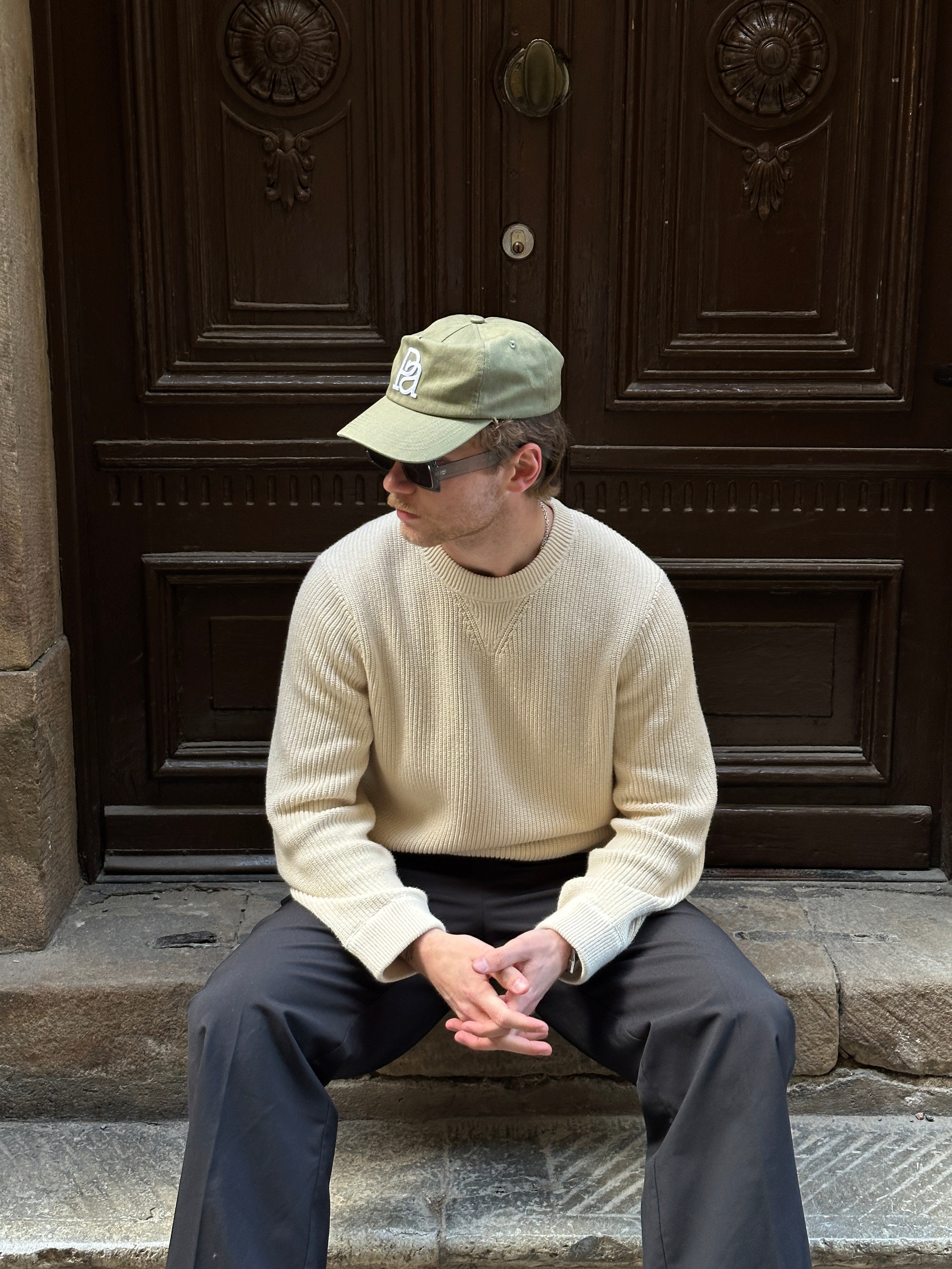 MONOGRAM HERRINGBONE CAP |  OLIVE GREEN