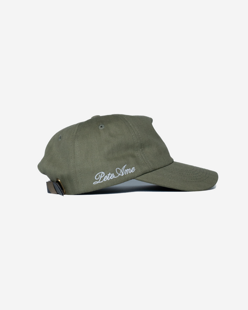 MONOGRAM HERRINGBONE CAP |  OLIVE GREEN